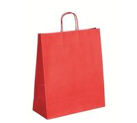 Sac magasin kraft Les "Satinés Chics" 40 x 35 x 14 cm - Carton de 50 (Rouge)