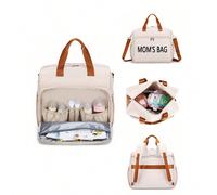 Sac maman avec une bretelle à une épaule et des bretelles de sac à dos détachables et cachées, imprimé, avec une poignée rétractable Taille UniqueLettresPolyester