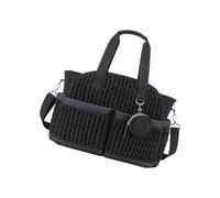 Sac matelassé élégant avec compartiment isotherme en polyester pour bébé essentiel et sac à langer de voyage, Noir/blanc