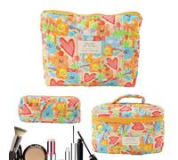 Sac matelassé,Trousse de Maquillage esthétique 3 pièces | Pochette matelassée pour cosmétiques de Voyage, Articles de Toilette esthétiques pour Dames et Filles, Rangement Multifonction