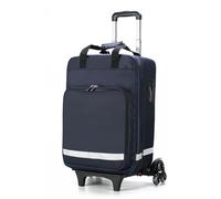 Sac médical à roulettes avec chariot amovible, bande réfléchissante de nuit pour urgence, infirmières à domicile, ambulanciers, bleu