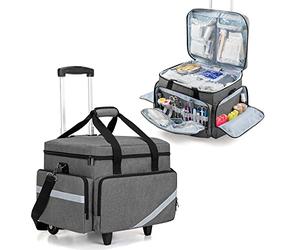 Sac médical à roulettes avec chariot amovible Sac à roulettes avec séparateurs amovibles Premier sac vide sur roulettes pour infirmière médecin, gris