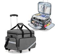 Sac médical à roulettes avec chariot amovible, sac à roulettes pour infirmières et médecins avec séparateurs amovibles, gris
