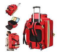 Sac médical à roulettes pour premiers intervenants (vide), avec compartiments et bandes réfléchissantes, en tissu Oxford 1800D, grande capacité, pour ambulanciers, services d'urgence Red-105cm