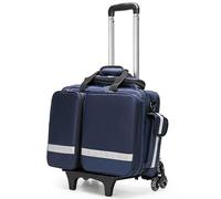 Sac médical à roulettes - Trousse de premiers secours professionnelle - Grande capacité - Étanche - Sac de traumatisme d'urgence pour EMT, EMS, ambulanciers, bleu