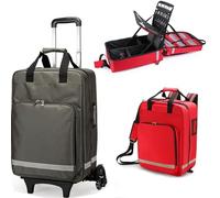 Sac médical portable avec roulettes, chariot amovible, kit d'urgence traumatisme pour professionnels de la santé, Vert