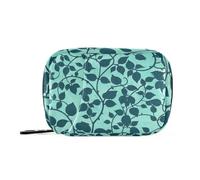 Sac médical vintage en rotin imprimé feuilles turquoise avec compartiments amovibles amovibles 7 jours pour sac à main