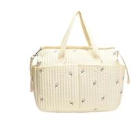 Sac mère brodé à fleurs/ours, sac à couches de grande capacité for mamans, bouteille Portable, organisateur de couches, étui for enfants, sacs de poussette, organisateur(Flowers)