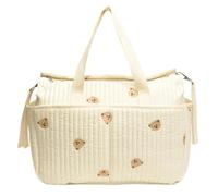 Sac mère brodé à fleurs/ours, sac à couches de grande capacité for mamans, bouteille Portable, organisateur de couches, étui for enfants, sacs de poussette, organisateur(Bear)