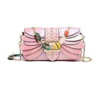 Sac Messager Grande Capacité, Sac À Bandoulière en Cuir pour Femme, Porte-Monnaie avec Chaîne, Main De Travail Réglable,Pink1