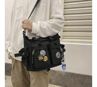Sac messager léger et décontracté de taille moyenne avec boucle de dégagement décorative avec breloque de sac et badges pour adolescentes, femmes, étudiantes, recrues et cols blancs. Parfait pour le b