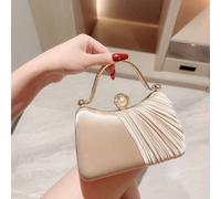 Sac Moonlit EveBag 1 pièce - Pochette de soirée de luxe en satin plissé avec décoration étincelante en strass pour soirée, évènements formels, bal, mariage, danse, sac à chaîne Satin