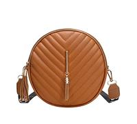 Sac Multipoches Femmes Messenger Bag Fashion Trend Round Bag Retro Tassel Purse Sac à bandoulière (Brown, One Size)