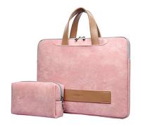Sac Ordinateur Portable 14 Pouces Sac a Main Sacoche Cabas Sac Fourre-Tout Sac Elégant en PU Cuir Sac de Voyage d'affaires pour Femme, Pink