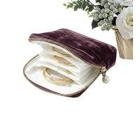 Sac Organisateur De Bijoux - Pochette De Rangement De Bijoux À Fermeture Éclair | Étui De Voyage Compact Doublé De Velours Avec Poches | Support Pour Boucles D'oreilles, Bracelet, Collier, Multi-compa