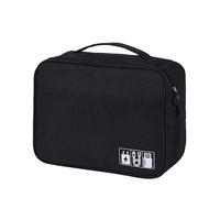 Sac organisateur de câble de voyage, 24,5 × 18 × 10 cm, sac de rangement universel pour accessoires électroniques, sac pour câbles, banque d'alimentation, chargeur de disque dur, Noir , 24.5×18×10cm