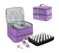Sac organisateur de vernis à ongles double couche, peut contenir 30 bouteilles et lampe UV LED, étui de transport portable pour vernis gel, outils nail art, fournitures manucure -