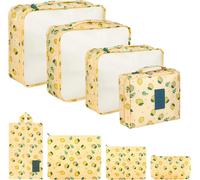 Sac Organisateur De Voyage Pochettes De Rangement,Organisateur De Bagages Organ Ur De Val Pour Sac À Chaussures Sac À Dos Vêtements Sous-Vêtements, Lot De 8 (Jaune)