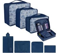 Sac Organisateur De Voyage Pochettes De Rangement, Organisateur De Bagages Organ Ur De Val Pour Sac À Chaussures Sac À Dos Vêtements Sous-Vêtements, Lot De 8 (Bleu Marin)