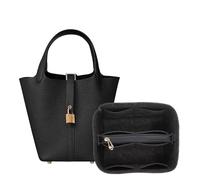 Sac Organisateur doublé Sac de Rangement Sac de Rangement insérer Sac cosmétique Portable for Hermes Picotin 18/22/26(Black B,Picotin 26)