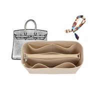 Sac Organisateur doublé Sac de Rangement Sac de Rangement insérer Sac cosmétique Portable for Hermes Birkin 25/30/35(Beige B,Birkin30)