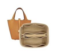Sac Organisateur doublé Sac de Rangement Sac de Rangement insérer Sac cosmétique Portable for Hermes Picotin 18/22/26(Beige B,Picotin 22)