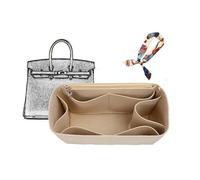Sac Organisateur doublé Sac de Rangement Sac de Rangement insérer Sac cosmétique Portable for Hermes Birkin 25/30/35(Beige A,Birkin25)