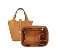 Sac Organisateur doublé Sac de Rangement Sac de Rangement insérer Sac cosmétique Portable for Hermes Picotin 18/22/26(Brown A,Picotin 18)