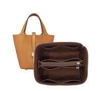 Sac Organisateur doublé Sac de Rangement Sac de Rangement insérer Sac cosmétique Portable for Hermes Picotin 18/22/26(Coffee B,Picotin 18)