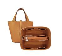 Sac Organisateur doublé Sac de Rangement Sac de Rangement insérer Sac cosmétique Portable for Hermes Picotin 18/22/26(Brown B,Picotin 26)