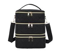 Sac Organiseur Pour Outils A Ongles Sac de rangement vernis à ongles 3 couches, sac cosmétiques, main Portable for femmes, voyage for huiles essentielles, boîte for outils soins des(Black1)