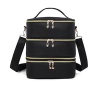 Sac Organiseur Pour Outils A Ongles Sac de rangement vernis à ongles 3 couches, sac cosmétiques, main Portable for femmes, voyage for huiles essentielles, boîte for outils soins des(Black2)