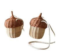 Sac Paille Champignon maison panier sac femmes mode rotin sacs à main belle été plage paille Bali vacances concepteur osier tissé boîte(Pine Cone Mini)