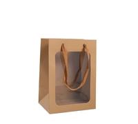 Sac Papier Kraft Lot de 12 sacs fourre-tout en papier kraft avec fenêtre, for ranger des gâteaux, à main et colorés(Color2,25x18x13cm)