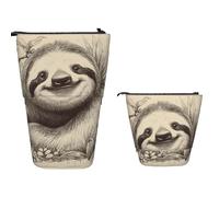 Sac Pencil Holder Paresseux Mon Animal Trousse À Crayons Debout Multicolore Pliable Pochette Avec Fermeture Zippée Plumier Pour Garçon, Cadeau, Étudiant