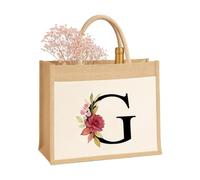 Sac personnalisé A-Z pour femmes, maman, sœur, amies et demoiselles d'honneur Sac cadeau en toile de jute Sac à provisions 100 % jute et coton, 0, x_l