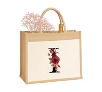 Sac personnalisé A-Z pour femmes, mère, sœur, amies et demoiselles d'honneur Sac cadeau en toile de jute durable Sac cadeau Sac à provisions 100 % jute et coton, XL