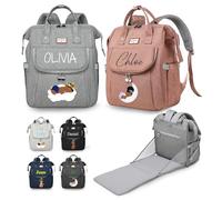 Sac personnalisé pour garçons et filles, sac à langer imperméable de grande capacité avec station langer, voyage personnalisé avec nom de bébé, sangle de poussette