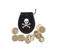 sac pirate avec pièces 4 cm polyester noir/or 13 pièces