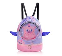 Sac piscine enfant fille, sac sport enfant sac natation fille sac cordon enfant séparation humide et sèche sac piscine boîte à chaussures avec Poche zippée sac plage PE Fitness(La couleur violette)