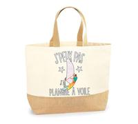 Sac planche a voile J'peux pas | Cabas de Plage Courses Coton et Toile de Jute Idée Cadeau