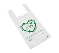 Sac plastique. Anse en plastique 35x50cm. Sacs T-shirt 50 microns 70% recyclés 35x50 BLANC. Sacs avec poignées 35x50cm. PACK 50 unités de sacs. Haute résistance. Sac biodegradable