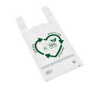 Sac plastique. Anse en plastique 50x60cm. Sacs T-shirt 50 microns 70% recyclés 30x40 BLANC. Sacs avec poignées 30x40cm. PACK 50 unités de sacs. Haute résistance. Sac biodegradable