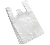 SAC PLASTIQUE - CABAS - LOT 1000 SACS - BLANC - 26x45cm - AVEC ANSE