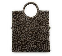 Sac pochette en cuir nubuck CHARLOTTE ET LEO Léopard taupe foncé