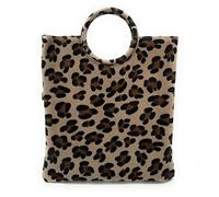 Sac pochette en cuir nubuck CHARLOTTE ET LEO Léopard taupe moyen