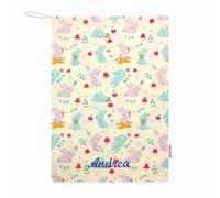 Sac pochon Personnalisable pour crèche ou Maternelle - 100% Coton, Fermeture par Cordon, Taille 46x60 cm, Porte-Habits pour garçons et Filles. Made in Italy. Lapins Fantaisie