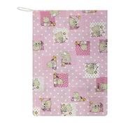 Sac pochon pour crèche ou Maternelle - 100% Coton, Fermeture par Cordon, Taille 46x60 cm, Porte-Habits pour garçons et Filles. Made in Italy. Ours et Abeilles Roses Fantaisie