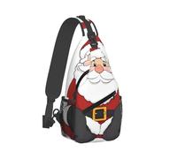 Sac Poitrine Homme Imprimé Mignon du Père Noël, Réglable Sacs À Bandoulière Casual Sacoche Homme Bandouliere pour Camping École Femme
