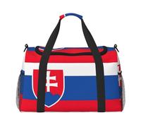 Sac polochon de voyage drapeau de la Slovaquie avec fermetures éclair et poignées, grand sac pliable pour les vacances en famille, Noir, One size